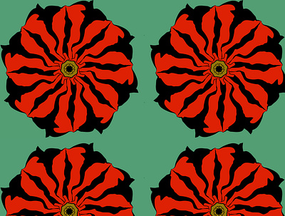 Red flower pattern design illustration pattern procreate