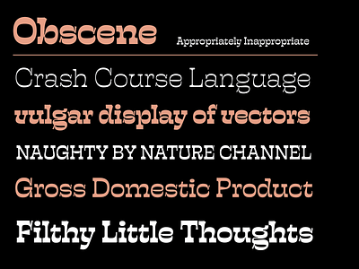 Obscene PreRelease design font fonts horizontal stress obscene prerelease typography