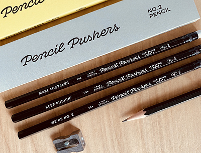 Pencil Pushers Ethos Box Set box set branding custom ethos keep pushin lead no2 pencil pushers lettering dept pencil set pencils