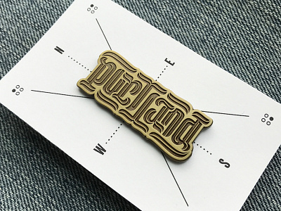 Portland Pin ambigram bronze lettering pin pin game portland type