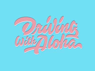 Driving with Aloha aloha custom flow lettering stickers