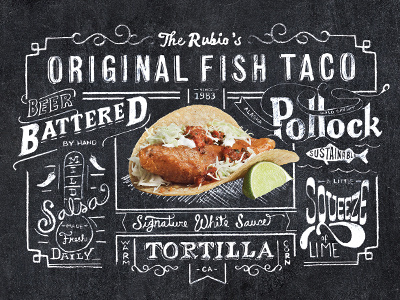 Rubios Tray Liner design hand lettering