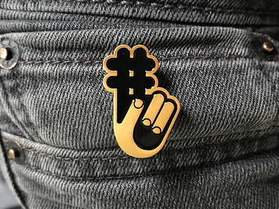 Hashtag Fingers Pin antique gold fingers hashtag illustration pin pin game product