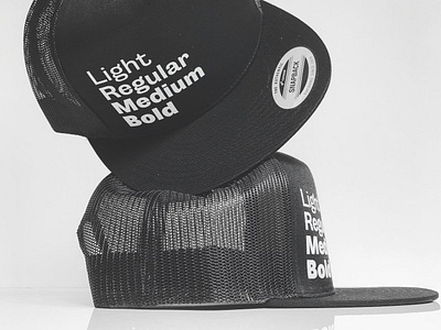 Light thru Bold in Black black black and white cap fonts hat headwear snapback specimen