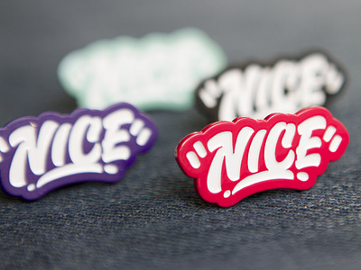 4 Nice Pins custom enamel identity lettering nice painted pin game pin game nice