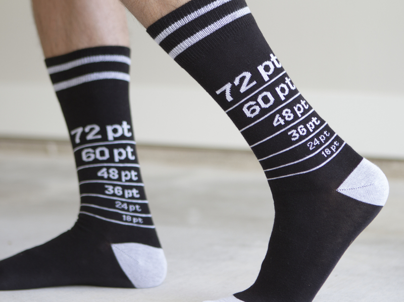 Back in S(t)ock design fonts footnotes points size socks type