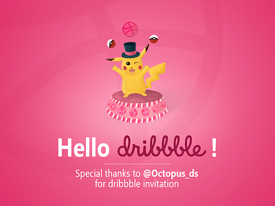 Hello Dribbble ! 1st shot first shot hello hello dribbble invitation invite pika pikachu pokemon pokemon go thanks