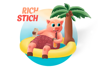 Summer set - Rich Stich animals beach funny photoshop recreation sand sea set summer summer set sun wacom