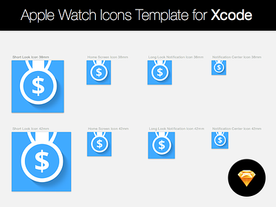 Apple Watch Icons For Xcode - Sketch Template apple watch icons ios moneycoach sketch xcode