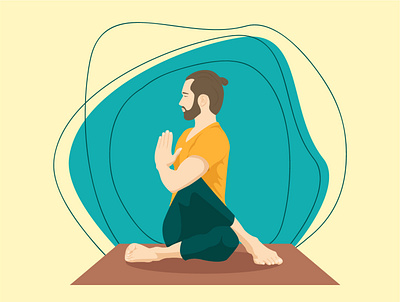 A man is doing yoga flat illustration vector yoga