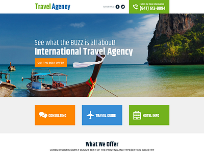 travel landing page design