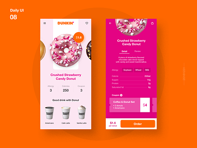 Daily UI_08_DUNKIN coffee coupon donut food order ui