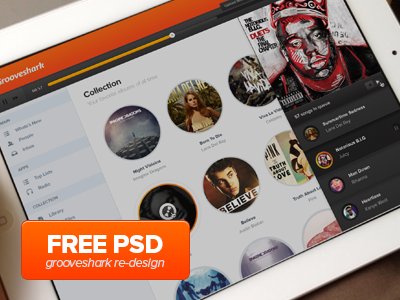 PSD (Free download) Grooveshark Design design download free freebie grooveshark orange psd re design redesign