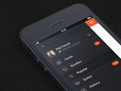 Volcano (menu) app dark dark ui ios iphone menu orange ui volcano