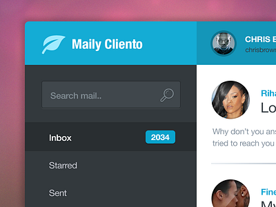 Flat Mail Client blue box client dark flat mail mailbox mailclient messages ui