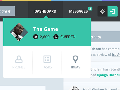 Dashboard Dropdown (flat) dropdown flat followers the game ui