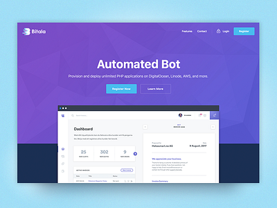 Landingpage Automated Bot (WIP) bitala bitcoin blue bot coins crypto currency graph stats wallet