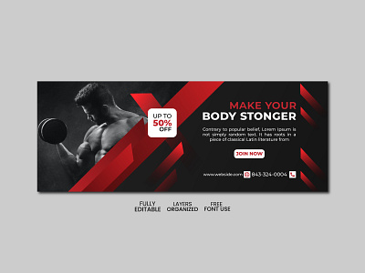 Fitness web banner or social media cover template