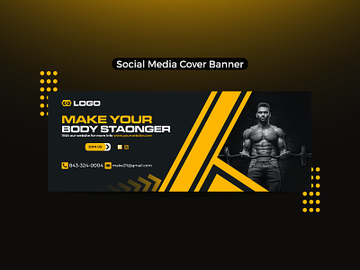 Fitness web banner or social media cover template