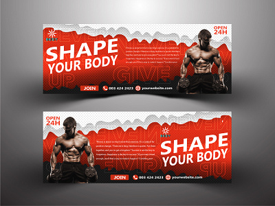 Fitness or gym never give up or facebook cover design template