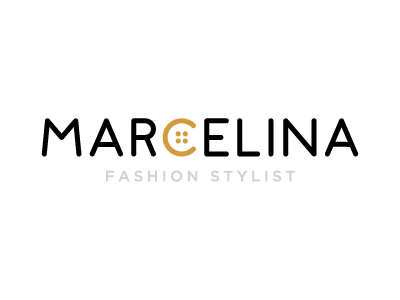 Marcelina black branding button fashion gold gray grey identity logo stylist typography word mark wordmark