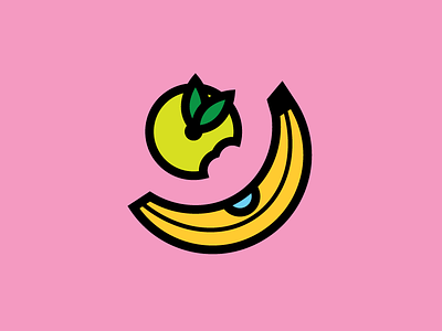 Fruit apple banana bold bright fruit icon illustration minimal stroke thick vector