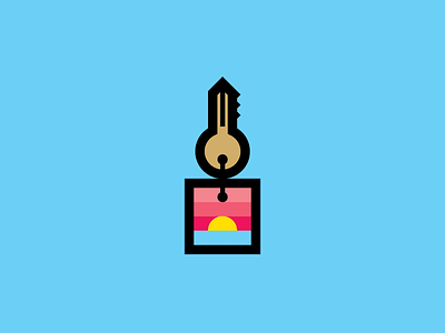 Keychain bold bright icon illustration key keychain minimal stroke sunset thick vector