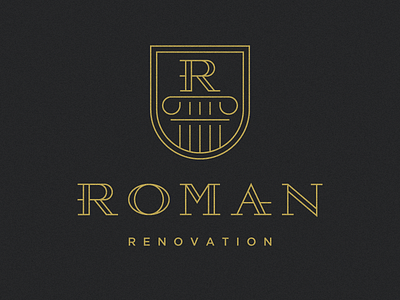 Roman column fashion gold logo renovation roman shield stylist typography vector word mark wordmark