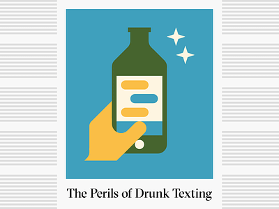 Drunk Texting alcohol beer blue bottle drunk editorial green illustration phone texting vector yellow