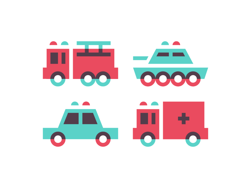 Weeoo Weeoo ambulance car emergency fire illustration police tank transportation truck vector vehicle