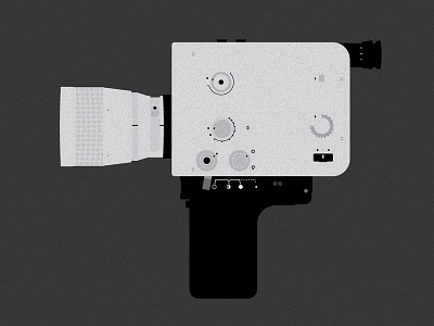 Super 8 braun camera greyscale illustration vector video