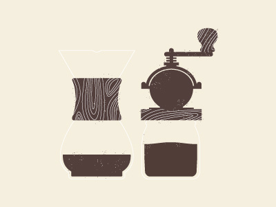 Brewing Tools brown chemex coffee grinder illustration texture vector woodgrain