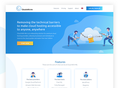 Cloud With Me homepage redesign cloud hosting homepage design tech company web design