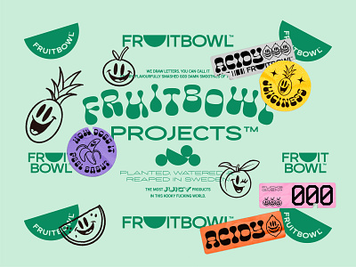 Fruitbowl Projects brand design brand identity brand identity system branding cheee fruit fruit illustration graphic design illustration juicy logo logotype oh no stickers type type foundry typedesign typography wordmark zoom pro