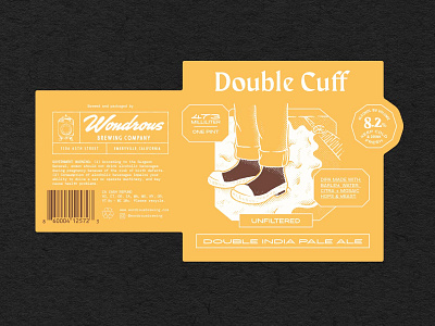 The Double Cuff Label beer branding beer label beer label design branding brown rubber boots design dipa double cuff double india pale ale emeryville graphic design illustration illustrator type typography wondrous brewing co