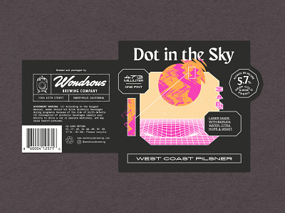 Dot In The Sky beer branding beer label beer label design brand identity branding design emeryville graphic design illustration logo micro brewery minimal illustration packaging design type typography wondrous brewing co