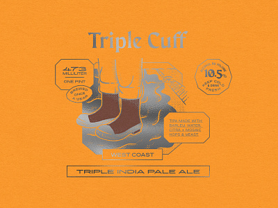 Triple Cuff beer brand beer branding beer label beer label art brand identity branding emeryville illustration illustrator india pale ale lettering tipa triple cuff type typography wondrous brewing co