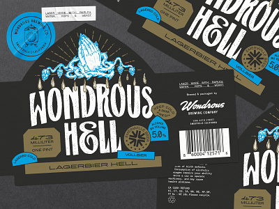 Wondrous Hell beer brand identity beer branding beer label beer label art beer label design beer packaging branding graphic design heaven hell illustration illustrator lager beer lagerbier hell lettering type typography wondrous brewing