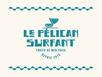 Le Pélican Surfant brand mark branding foodtruck icon logo logotype surfing typography