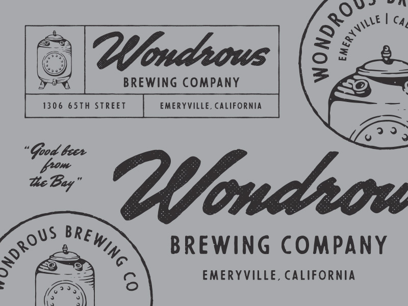 Wondrous Brewing Co brewery beer logo beer beer branding brewery logo graphic design wordmark badge design typographic lockup responsive branding logo system brand identity logotype logo branding lettering type handlettering typography