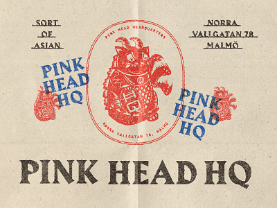 Pink Head HQ - Extended brand elements asian restaurant brand identity brand mark branding illustration illustrator logo logotype symbol type typography