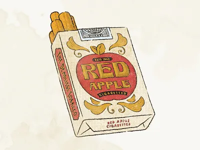 Red Apple Cigarettes brand identity branding handlettering illustration illustrator lettering logo logotype packaging quentin tarantino red apple cigarettes type typography wordmark