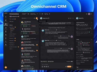 Omnichannel CRM Platform crm crm dashboard crm design dark theme dashboard dashboard interface ui design uiux design user interface design