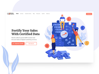 Market Republic Homepage advertising agency business consulting creative creative services data design digital digital marketing growth illustration landing page marketing outsourcing professional sales social media uiux website