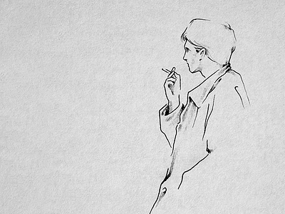 Silhouettes broken cigarettes drawing heart illustration sketch thinking