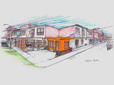 The orange house cali city colombia drawing house illustration sketch watercolor