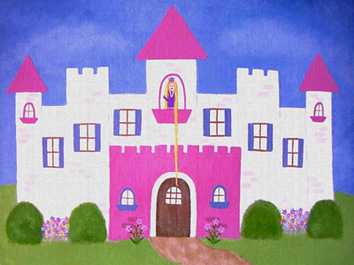 Rapunzel's Castle 2004 castle childrens art fairytale kids art princess samantha shirley two little witches art