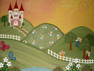 Fairy Beautiful Day 2005 castle childrens art fairies kids art princess samantha shirley two little witches art