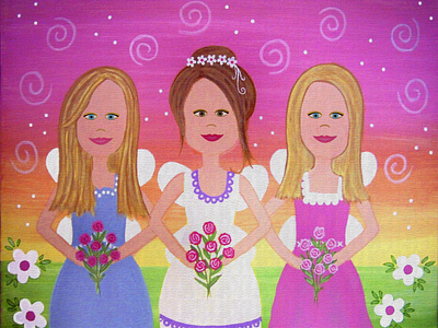 Forever Sisters 2004 childrens art fairies kids art marriage samantha shirley sisters two little witches art