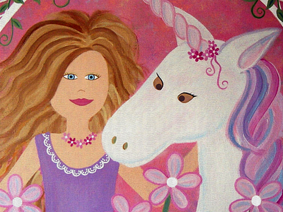 Unicorn Princess 2005 childrens art friendship kids art princess samantha shirley two little witches art unicorn